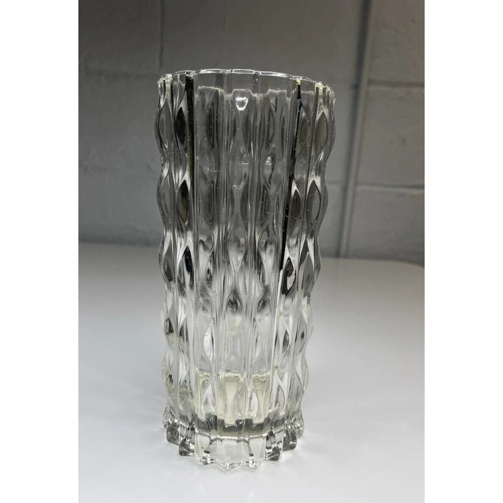 Vintage‎ Fidenza Vetraria Italy Glass Vase MCM Wavy Pressed Scallop 9